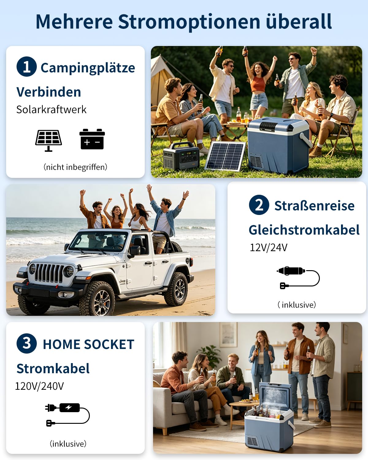 Kompressor Kühlbox, 18L Mini Kühlschrank Elektrische Camping-Gefrierbox, -20°C - 20°C für Camping, Wohnmobil, LKW, Boot, Reisen & Outdoor, 12/24V & 230V Auto Kühlschrank