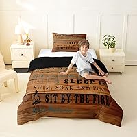 Vista 25 de Lake Life - Juego de edredón de tamaño King, juego de ropa de cama con remo de lago rústico, decoración de casa de lago, regalos para niños, vallas