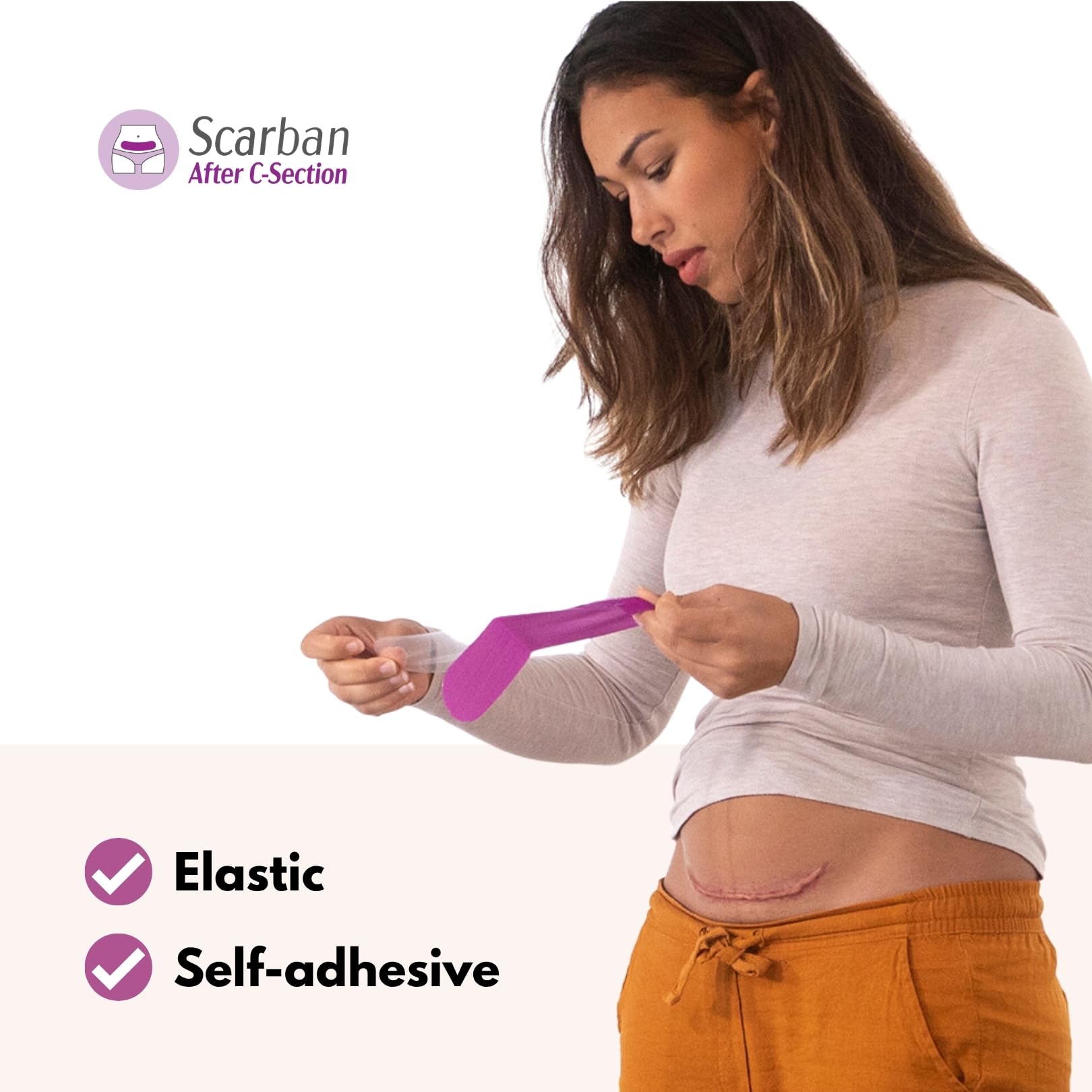 Scarban Kit Récupération Cicatrice Césarienne - Feuille Silicone Médicale Pour Cicatrices Post-Partum, Neuves Ou Anciennes