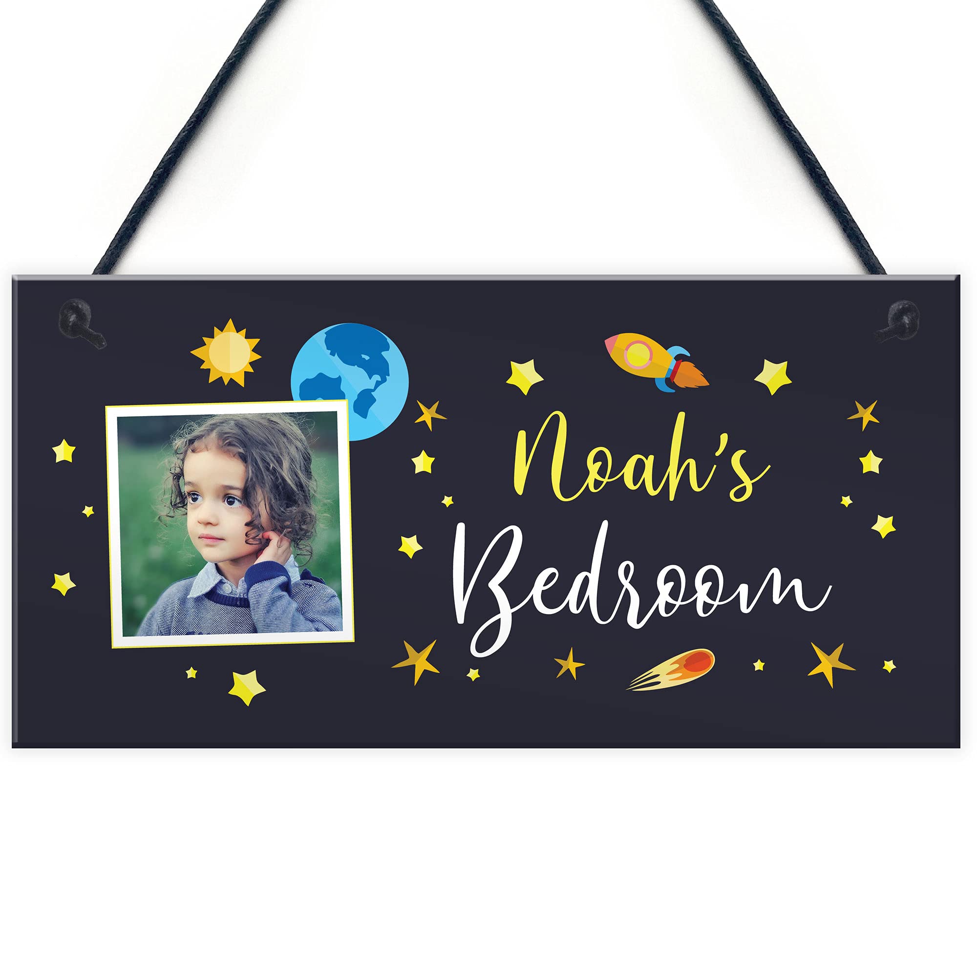 Personalised Space Themed Bedroom Sign For Boys Bedroom Son Gift Photo Gift