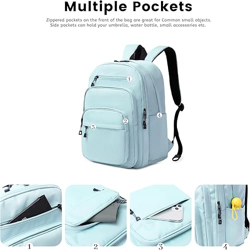 Miniatura 4 de Lanola Mochila básica multiusos multiusos para estudiantes, para escuela, negocios, viajes o mochilas casuales, Azul, Mochilas de viaje