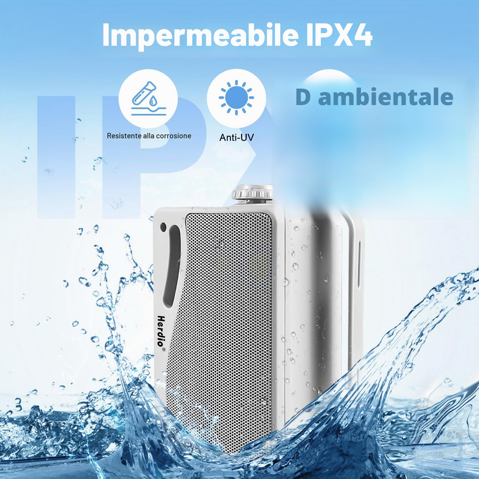 Herdio Diffusori passivi esterni cablati da 3,5 pollici impermeabili 400W a parete, suono eccellente resistente a ogni clima, per casa, giardino, barca, garage e interni, confezione 4 pezzi bianco