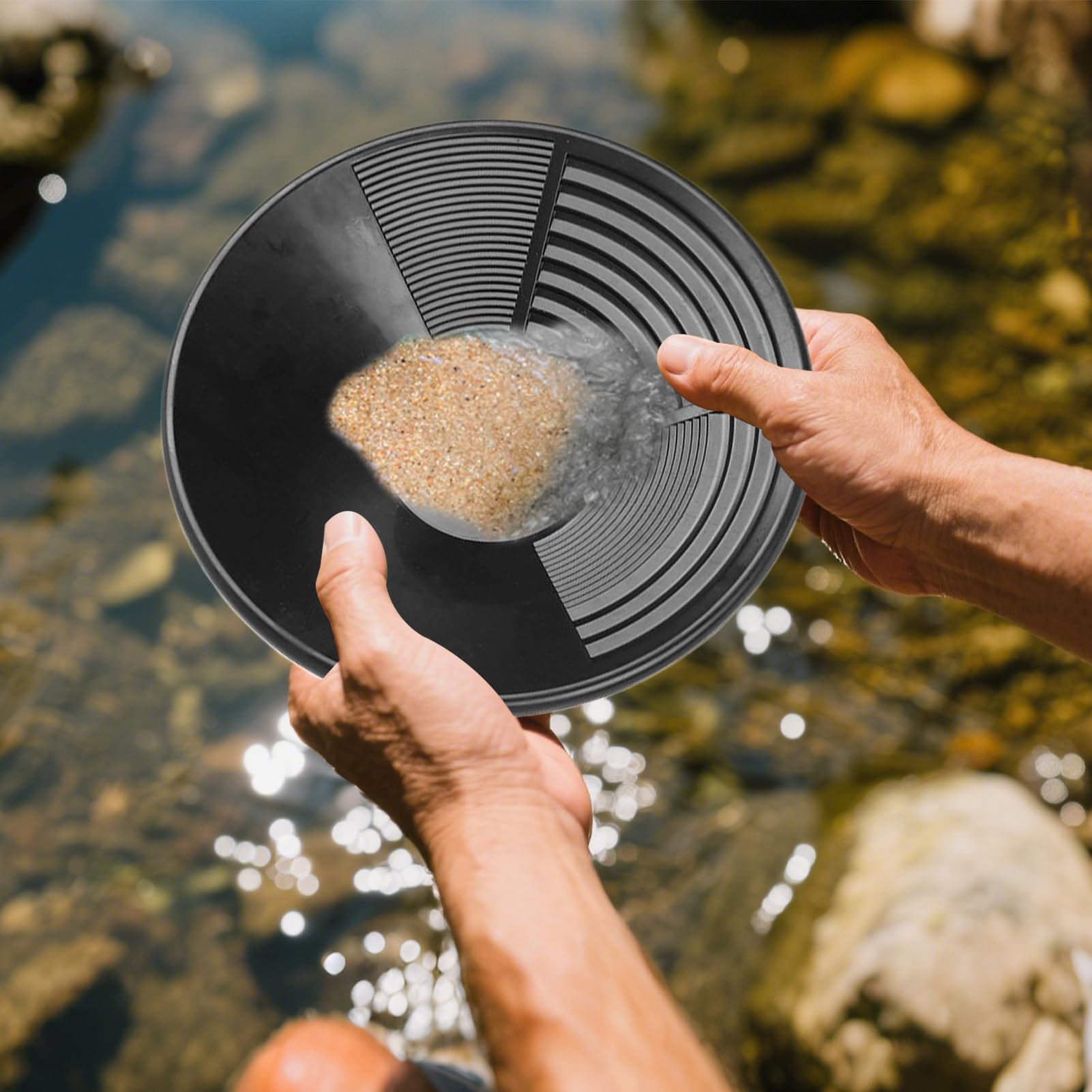 Panning Gold Pan Kit - 1 Set di Strumenti Completo Oro Lavaggio, Trough per Prospezione, Scavare e Caccia Gemme, Attrezzature, Hobbyisti, Collezionisti di Roccia, Materiali Metallici
