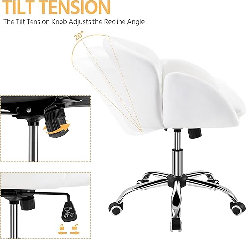 Miniatura 6 de Yaheetech Bonita silla de escritorio para oficina en casa, silla de tocador ajustable, moderna silla tapizada, giratoria con reposabrazos para