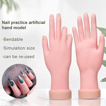 AORAEM Nail Trainning Hand Flexible Soft Practice+Practice Fake Foot Flexible Movable Soft Silicone Fake Foot Tool