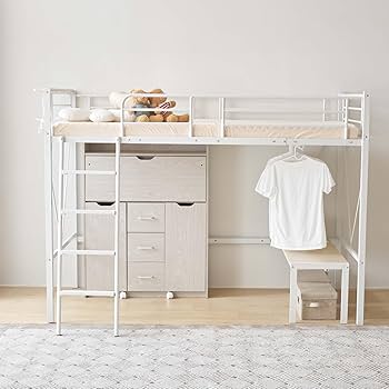 ロフトベッド lofty ホワイト ハンガーラック付き Amazon｜スマート・アイ(smart-i) ロフトベッド【 ハイタイプ