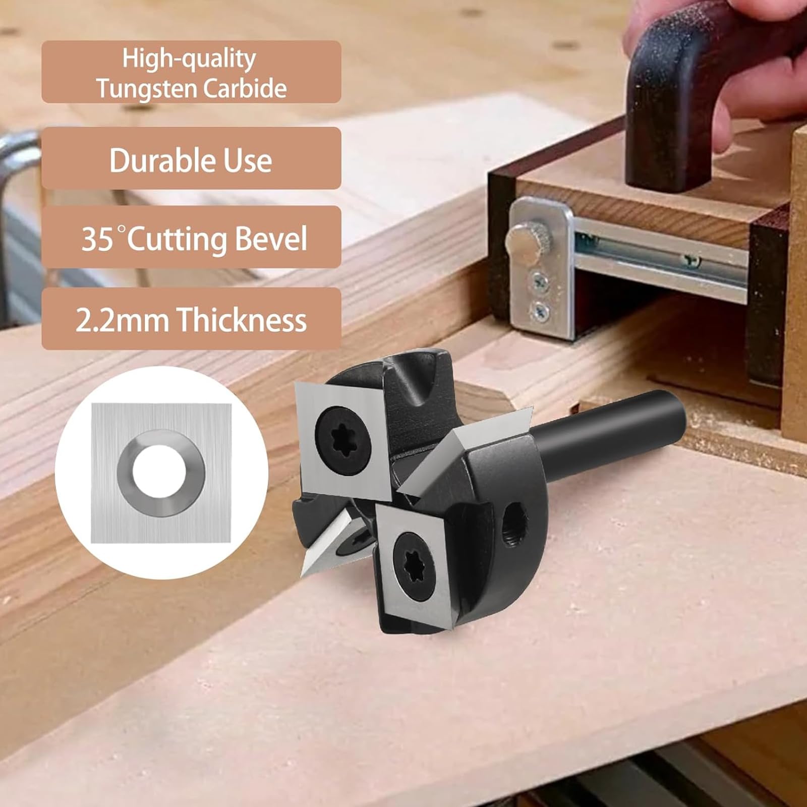 Planfräser 1/4 "Schaft 1-1/4 "Durchmesser Präziser Hobelfräser mit VHM Wendeplatten 4 Flöten CNC Planfräser für Oberfräse Wendeplattenfräser holz Abflachfräser Schaftfräser Oberflächenbit