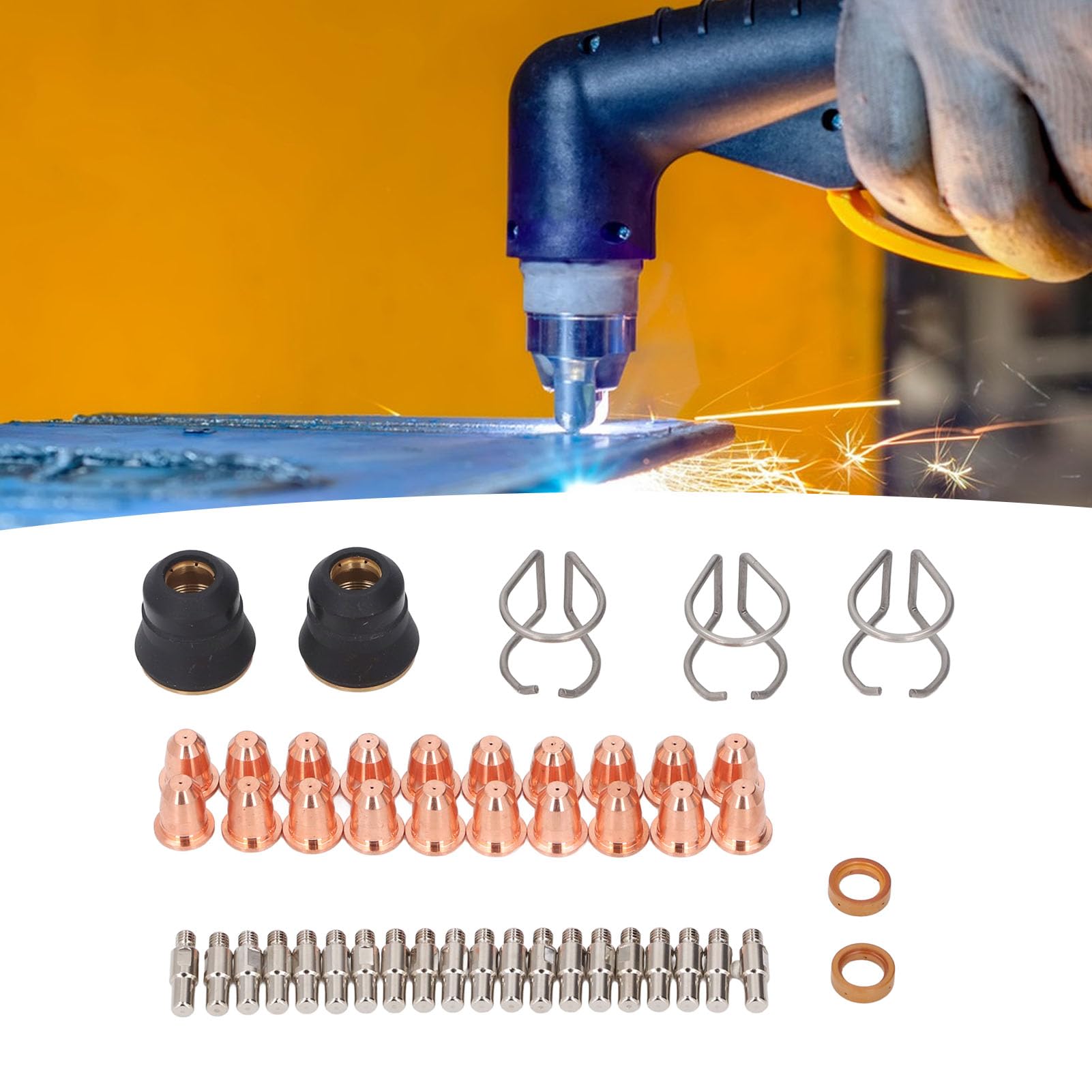 Generic Kit Completo de Accesorios para Antorcha para el Corte por, 47 Piezas con Puntas de Boquilla, Tapas Protectoras y Anillos Giratorios para Proyectos Domésticos