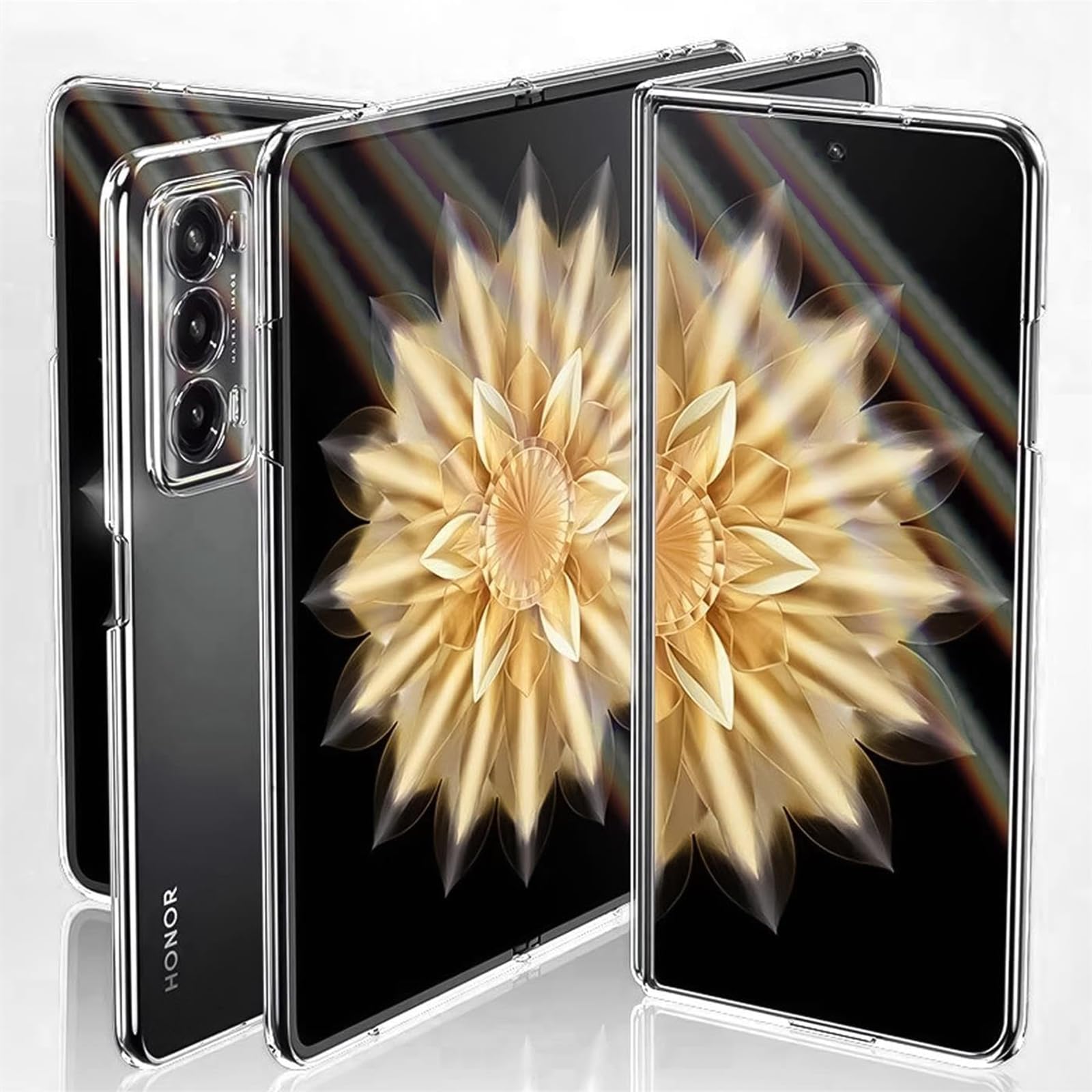 KUSINHOKA Case for Honor Magic V2 5G,Anti Fall Shock Absorbing Anti Scratch Slim Hard PC Protective Cover For Honor Magic V2 5G,Transparent - Image 3