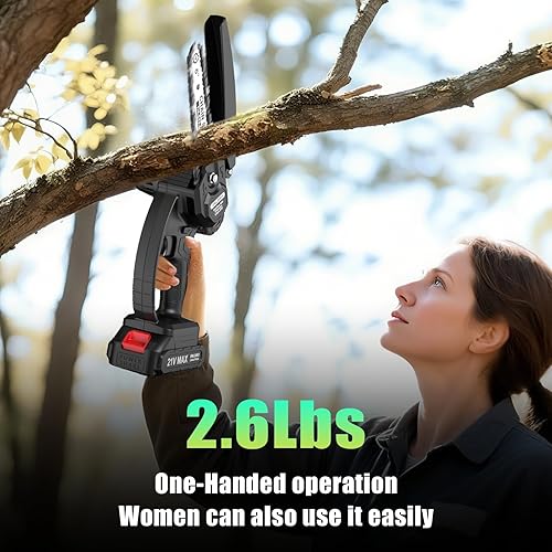 Miniatura 2 de Mini motosierra inalámbrica, sierra de cadena eléctrica de 6 pulgadas, sierra de herramienta de jardinería para cortar maderaárboles, uso en jardín