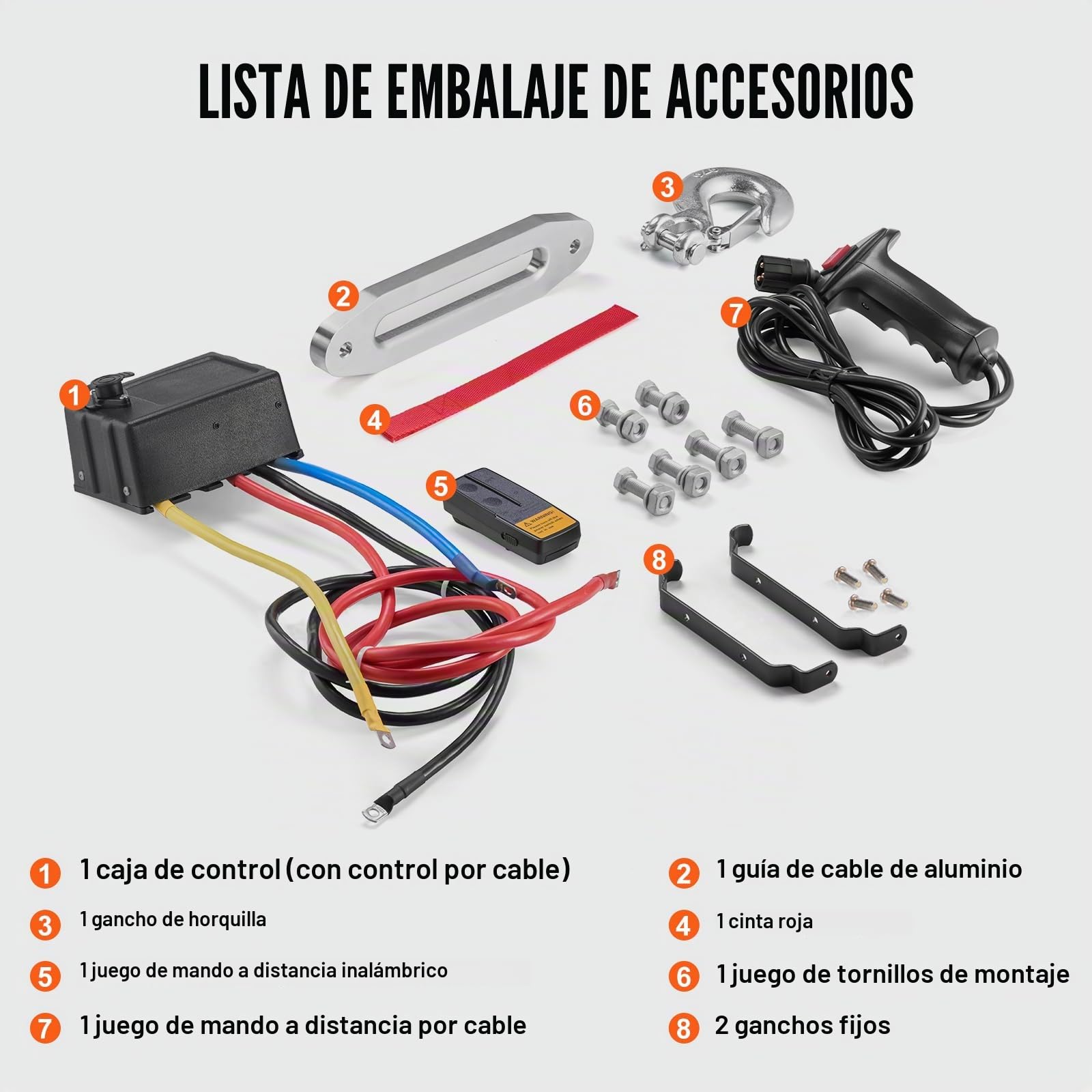 VEVOR Cabrestante Eléctrico 2722 kg Cabrestante para Camión con Cable Sintético de Φ 0,6 x 1676,4 cm Guía de Aluminio Control Remoto Inalámbrico y con Cable para Remolcar Vehículo Todoterreno, Barco