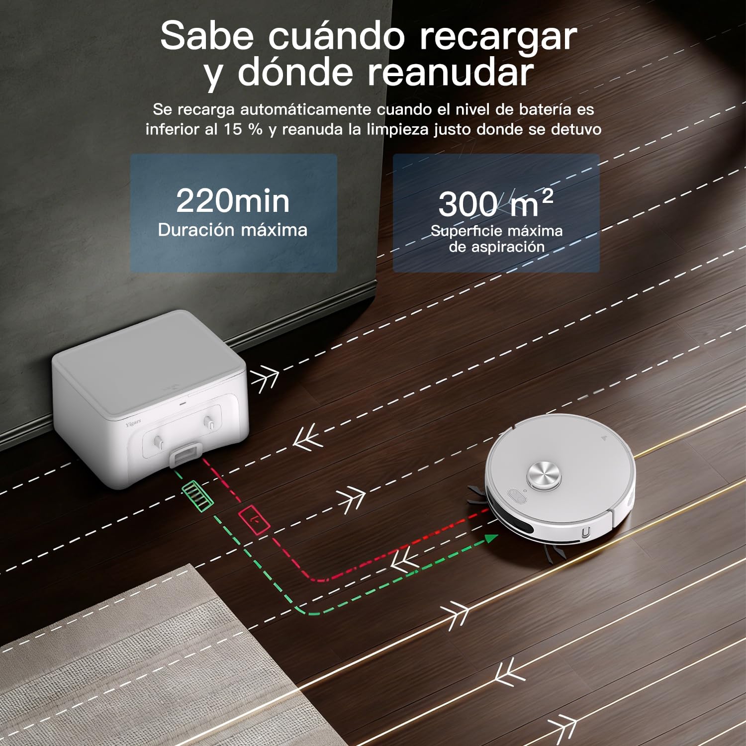 Robot Aspirador y fregasuelos hasta 8000Pa Navegación LiDAR y Mapeo | Potente succión Autovaciado Autonomía de 220 Minutos, Anticolisión, Limpieza Personalizada Control por Voz y App-Blanco