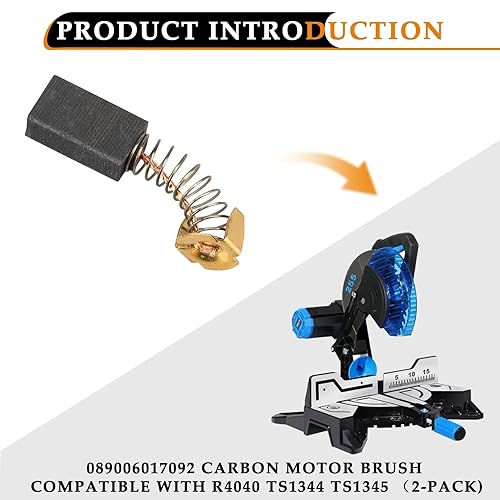 Miniatura 3 de 089006017092 Cepillo de motor de carbono compatible con sierra para azulejos Ridgid R4040 R4041S y sierra ingletadora Ryobi TS1344 TS1345, cepillo