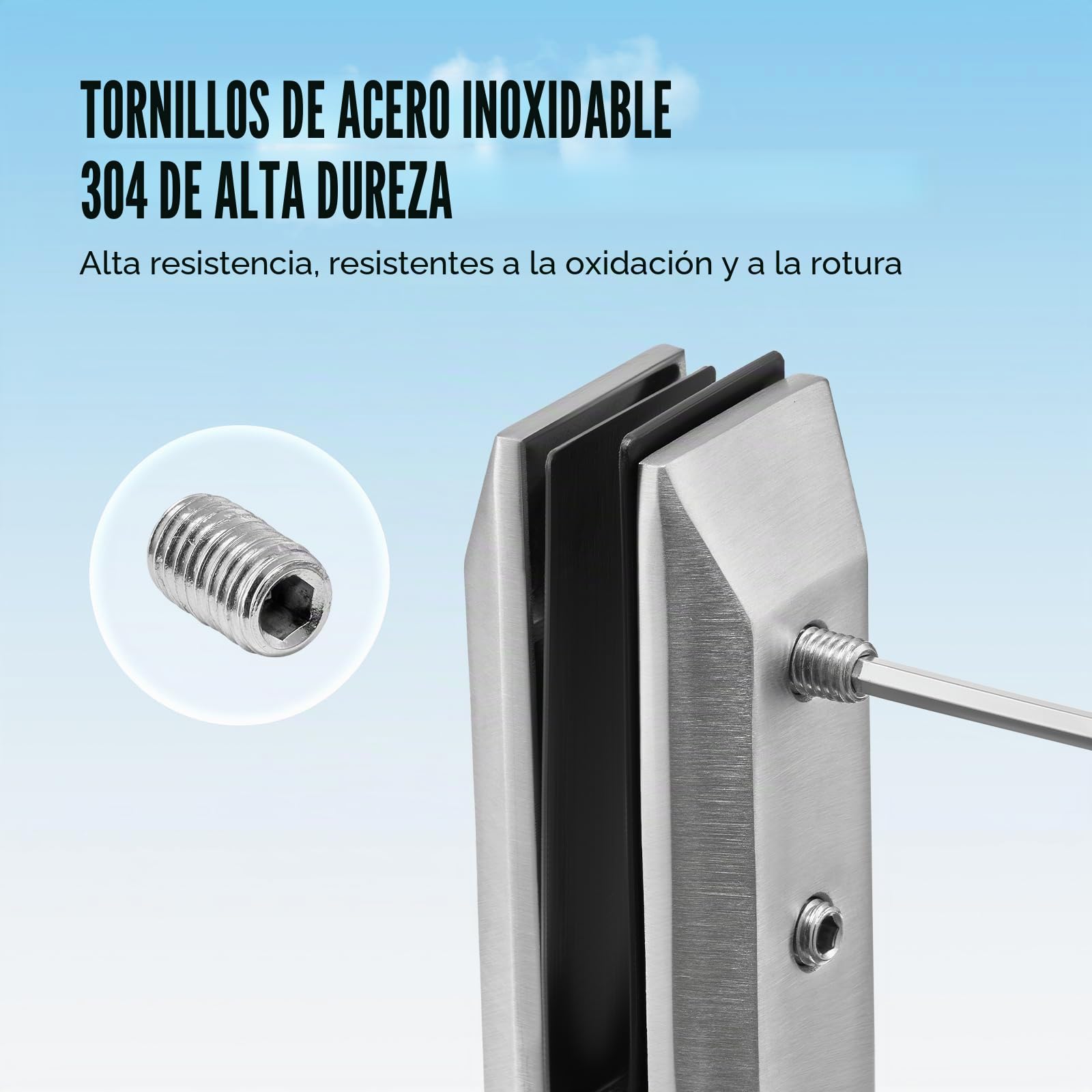 VEVOR Abrazadera de Vidrio, 10 Soportes de Barandilla de Vidrio Cuadrado 100 x 100 x 160 mm para Vidrio Templado de 8-12 mm de Espesor, Acero Inoxidable 304, para Balcón, Jardín, Escalera, Plateado