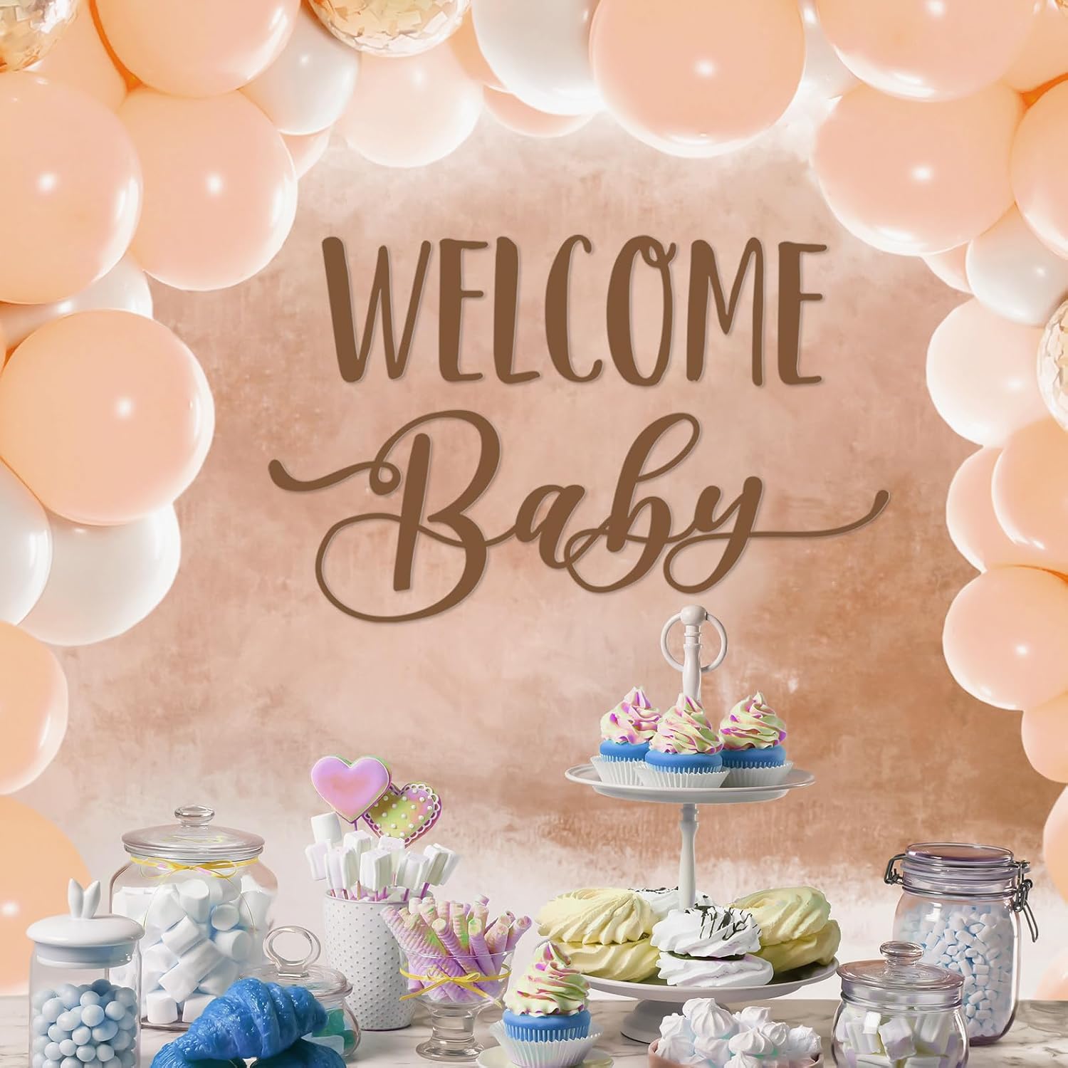 Dunzoom Baby Shower Decorations Welcome Baby Signs Welcome Babe Decal Boy or Girl He or She Gender Reveal Party Supplies for Wall Balloon Arch Backdrop