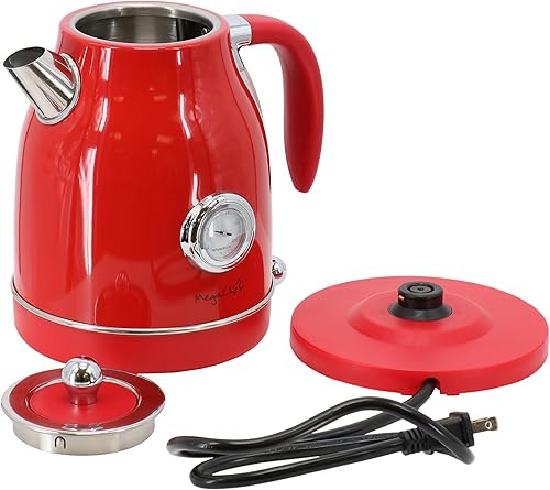 Vista 3 de MegaChef Combo de hervidor de té eléctrico de 1.7 cuartos y tostadora de 2 rebanadas (rojo)