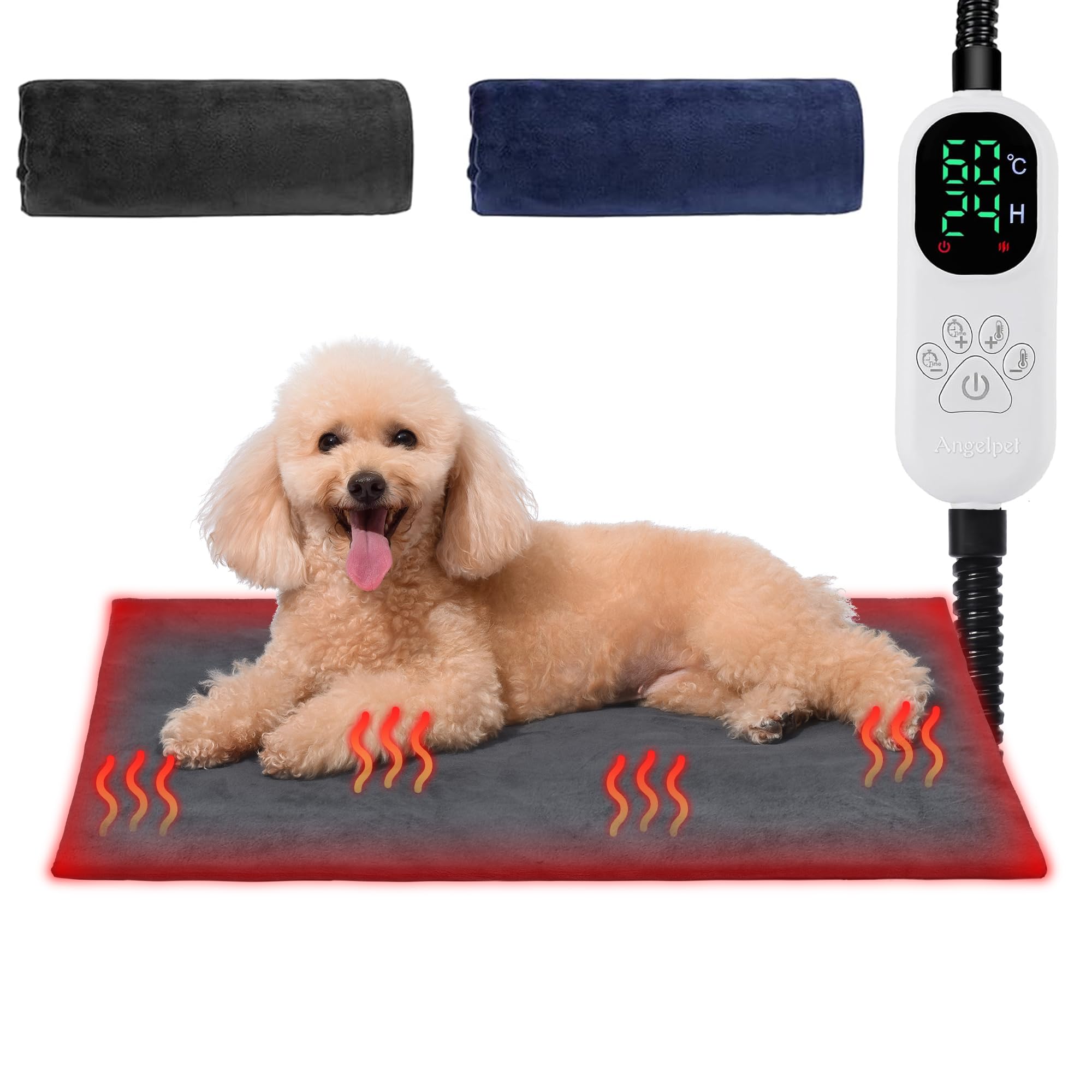 Angelpet Pet Heating Pad, Electric Heated Mat Bed for Dogs & Cats 45x70cm