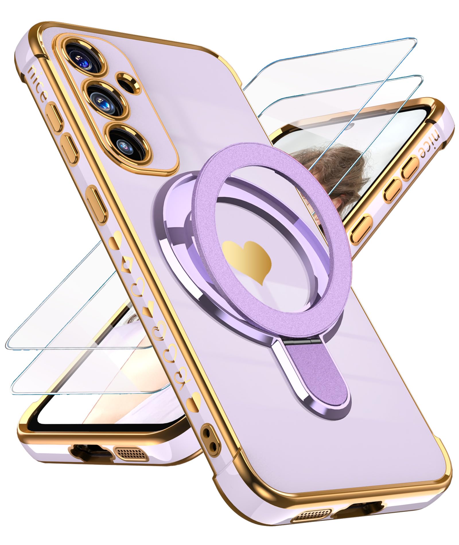 Photo 1 of Liufcx Cute Plated Gold Phone Case for Samsung Galaxy S24 FE - Purple