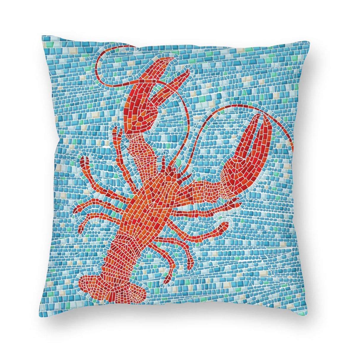 HUYGD Pillow Case Red Lobster, Mosaic Background 45X45Cm Pillow Cover Luxury Pillowcase Soft Cushion Case For Home Decorative Bedroom Housewarming Gift