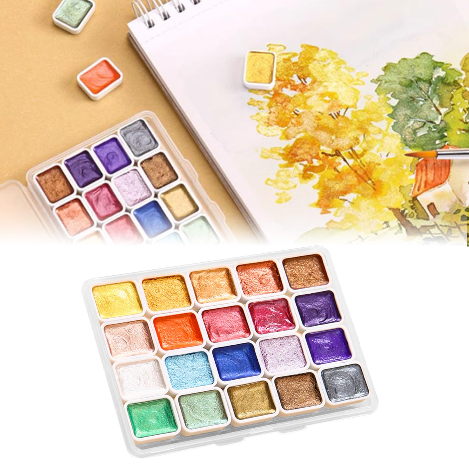 Shifting Watercolor Painting Set, Color Shifting Watercolor Paint, Shifting Watercolor Paint, Water Colour Solid Paint Box for Kids Adults Beginners