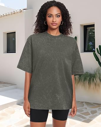 Oversized Tshirts for Men Short Sleeve Vintage Washed Basic Loose Tees 2026