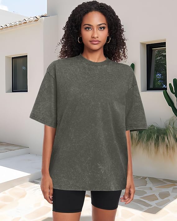 Oversized Tshirts for Men Short Sleeve Vintage Washed Basic Loose Tees 2026