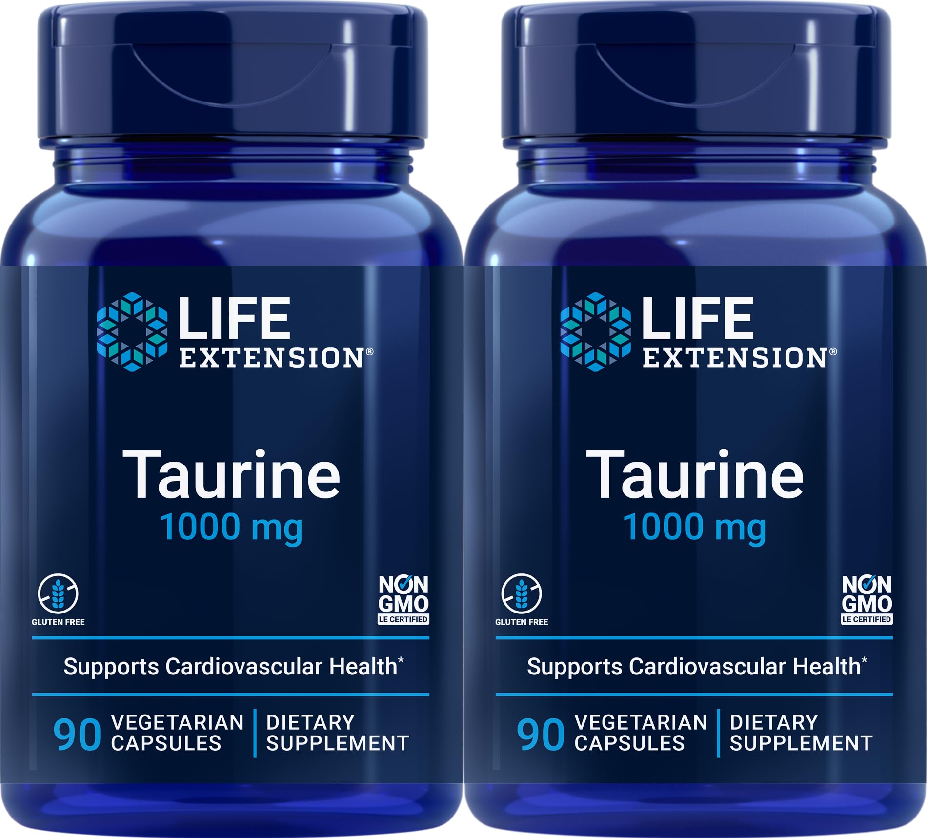Life Extension Taurine 1,000 mg, 90 Vegetarian Capsules (Pack of 2)