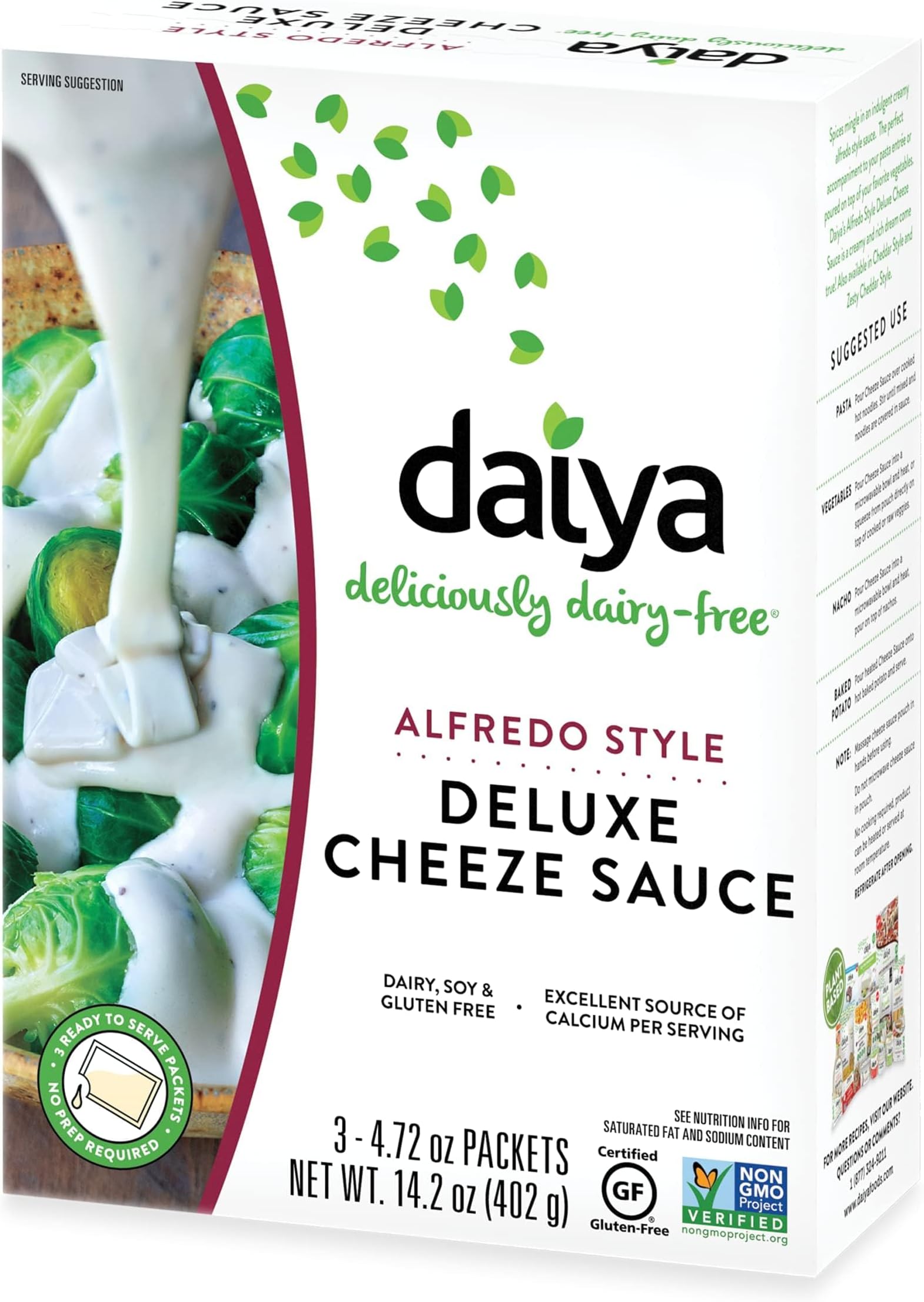 Daiya Vegan Alfredo Sauce, Dairy Free Vegan Cheese Sauce, Fettuccine Alfredo Pasta Sauce (Pack of 8)