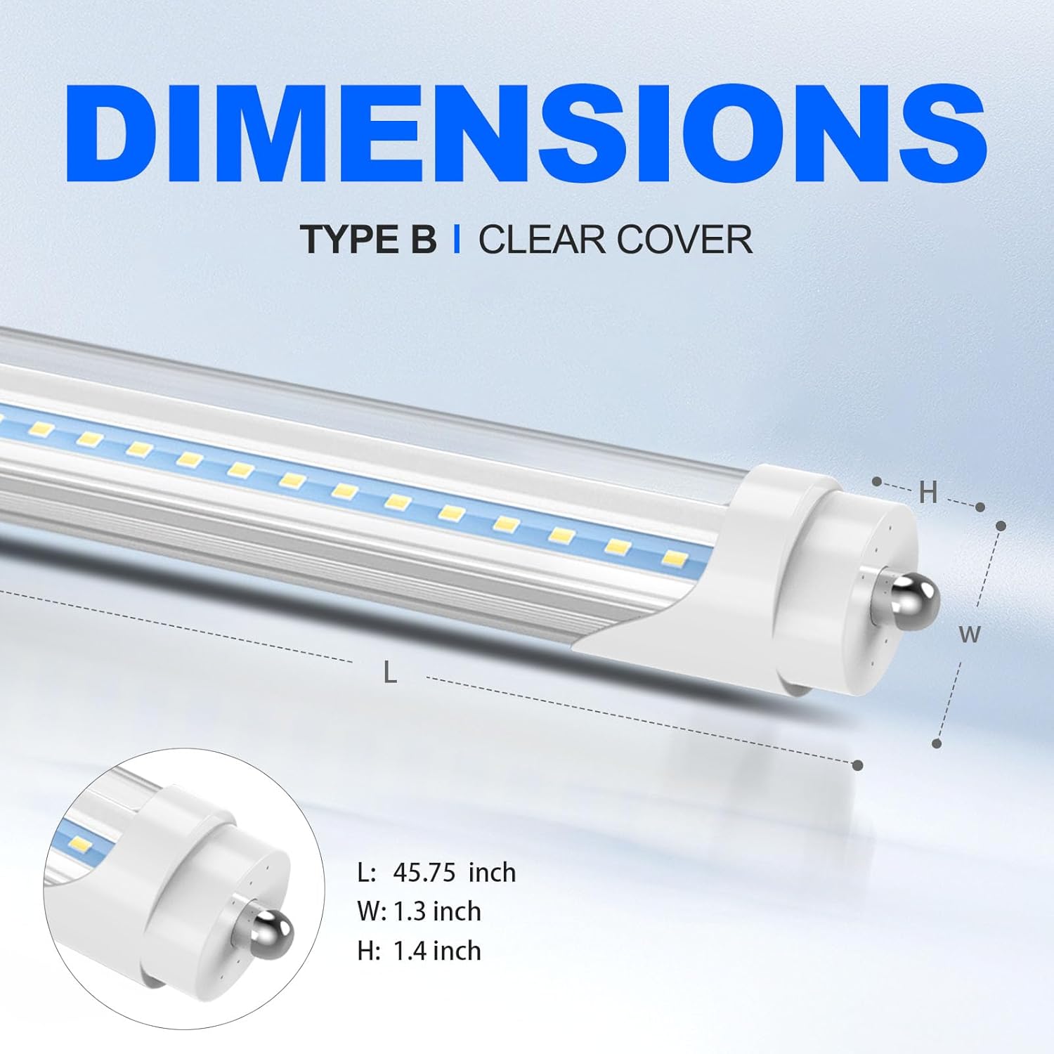 CNSUNWAY 8FT T8 LED Tube Lights (10 Pack) - 50W (130W Equiv.) High-Output 6000K CoolWhite, 5400LM, FA8 Single Pin Ballast Bypass, Clear Cover for T8/T10/T12 Fluorescent Replacement in Garage, ETL