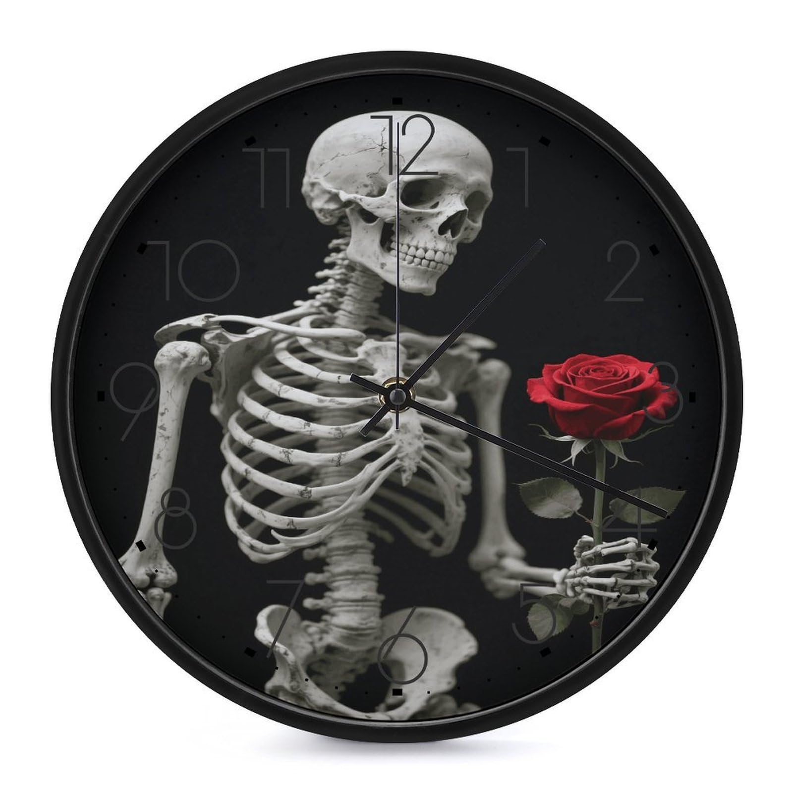Horloge murale ronde squelette rose rouge pour sublimer l'ambiance de votre salon contemporain
