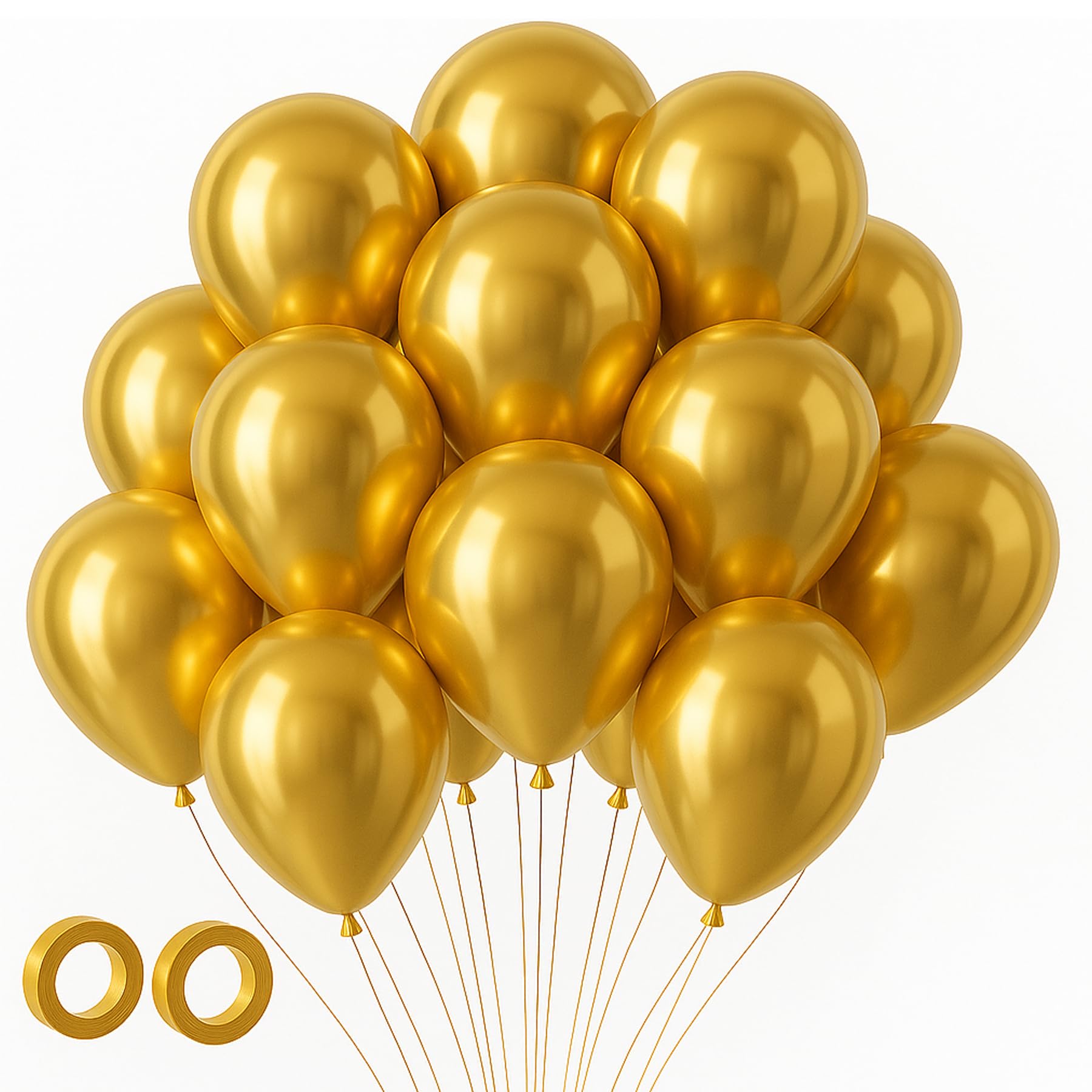 Voircoloria 105pcs Metallic Gold Party Latex Balloons, 12inch