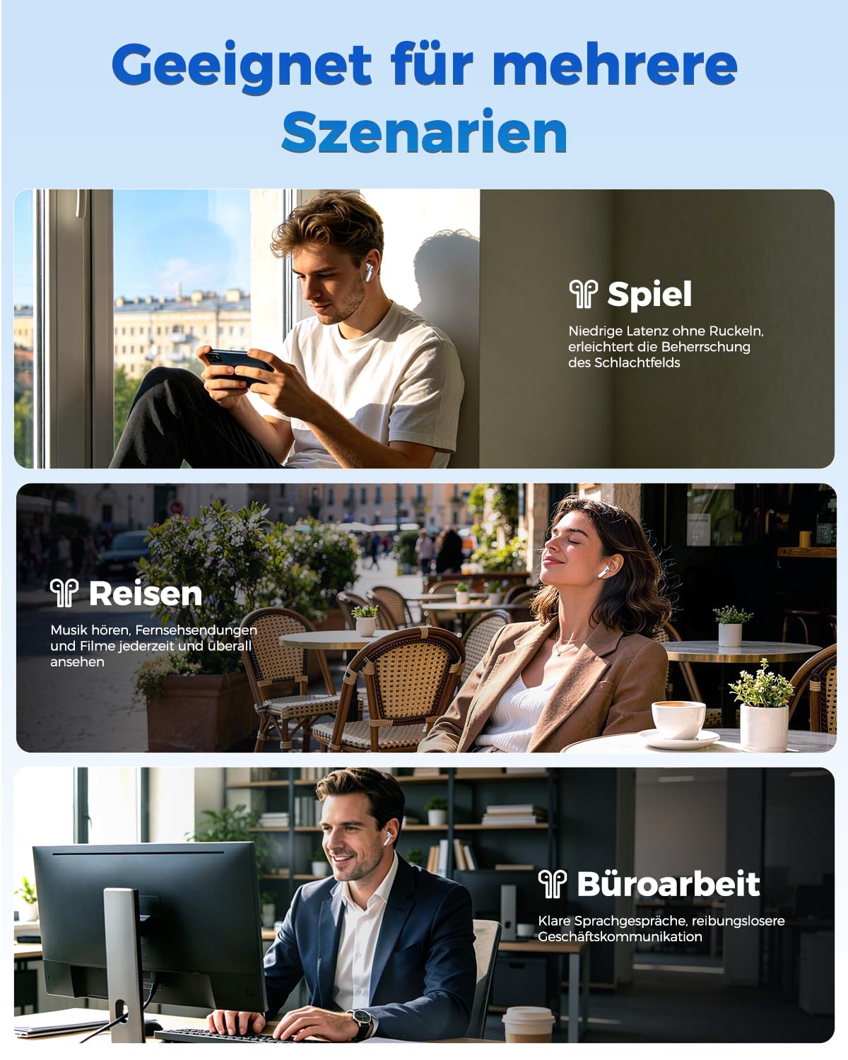 NE49 KI Übersetzungskopfhörer, 150+ Sprachen & 6 Modi Echtzeit Sprachübersetzer, Bluetooth 6.0 Kabellose Earbuds, 40h Akku, niedrige Latenz, AI-Chat, Musik, Anrufe, Transkription für Reisen & Business
