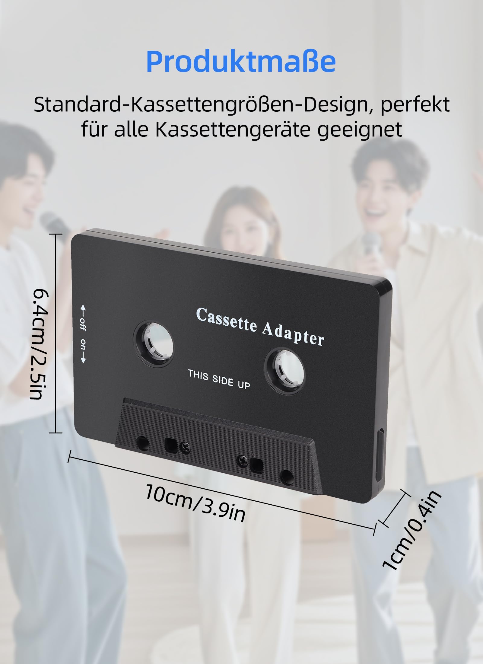 Bewinner Auto Audio Bluetooth Kassettenadapter, Rauschunterdrückung, Stereo High Fidelity Band Aux Empfänger für Auto Tablet
