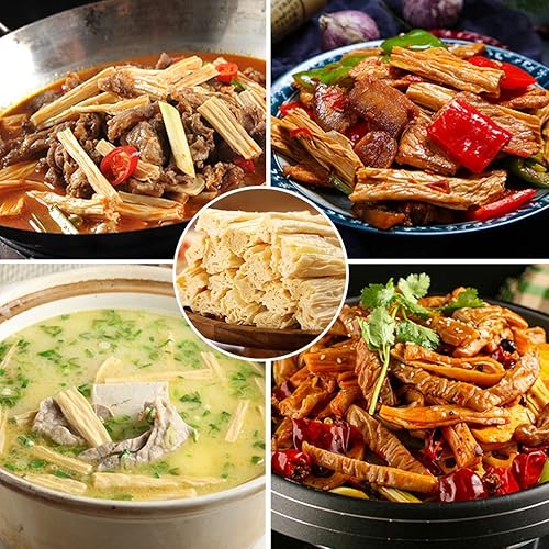 Miniatura 2 de JTEDZI Palitos de cuajada de frijoles secos, 17.63 oz (500 g) Palitos de Beancurd secos, , Yuba de piel de tofu seco asiático sin OMG, buena fuente