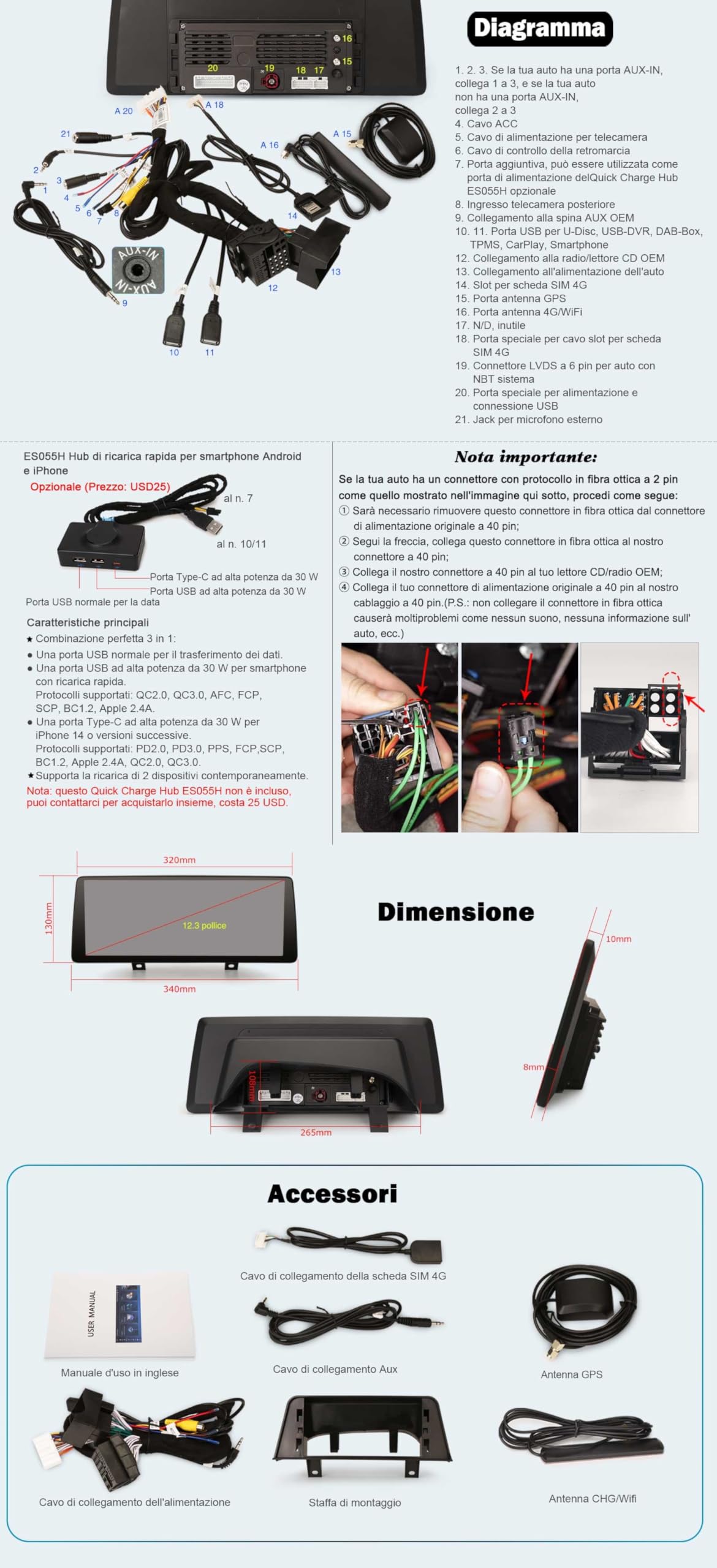 12,3" Qualcomm 8-Core 8GB+128GB Android 16 Autoradio Navigatore GPS per BMW Serie 1 F20 F21 Serie 2 F22 F23 NBT Schermo tattile iDrive Wireless CarPlay Android Auto Bluetooth 5.1 WiFi Canbus DSP USB