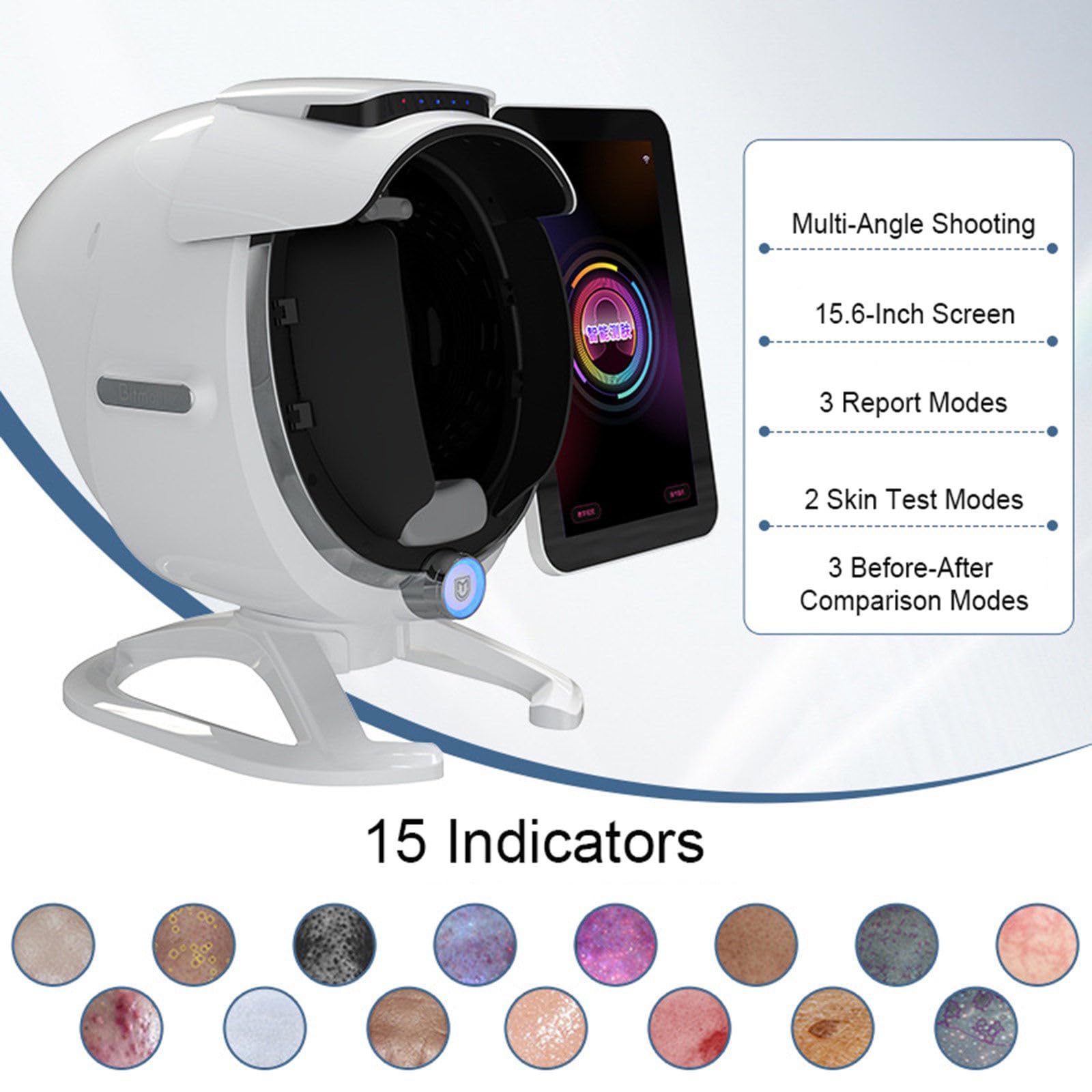 Analizzatore cutaneo A6 AI, dispositivo di analisi della pelle del viso 3D da 36 MP – Scanner professionale per rughe, acne, pori e idratazione | Rilevamento in tempo reale della salute della pe