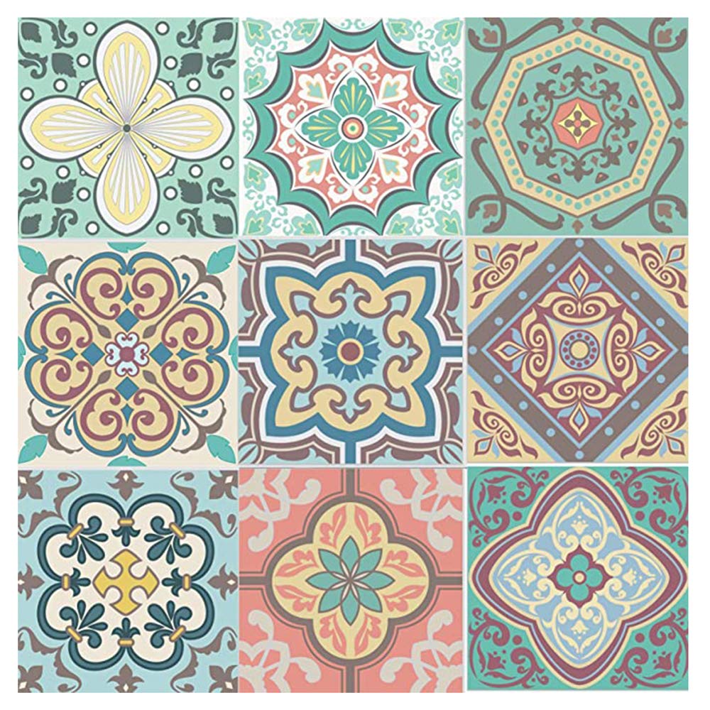 ConBlomi 20cm x 20cm Tile Stickers, Wall Tile Transfers Sticker Self Adhesive Peel And Stick Backsplash DIY Tiles Decals Vinyl Stick on tiles for for Kitchen & Bathroom (8"x8", 9 Pieces)