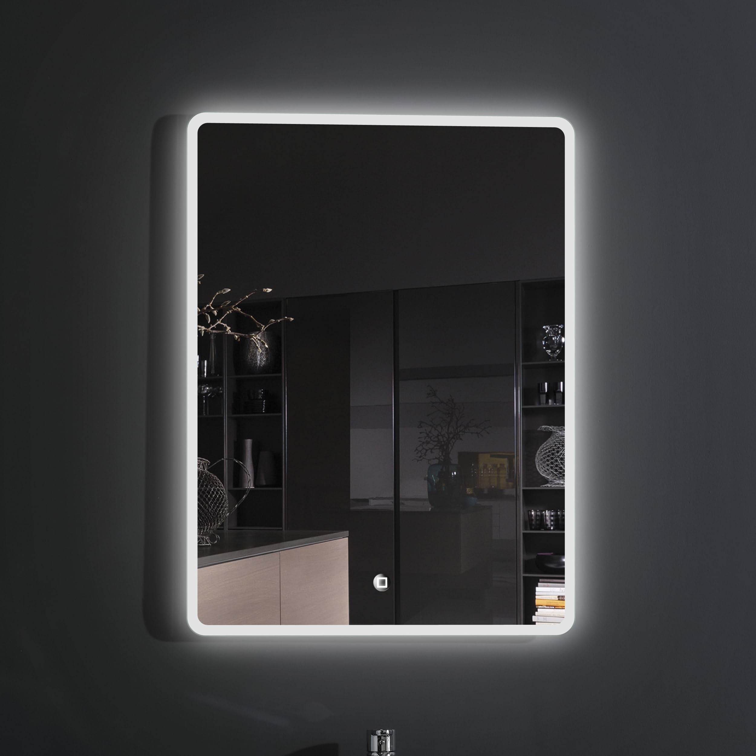 Croydex MM720200E Chilcombe Hang 'N' Lock Illuminated Mirror, Glass, Silver, 3x40x60.5 cm