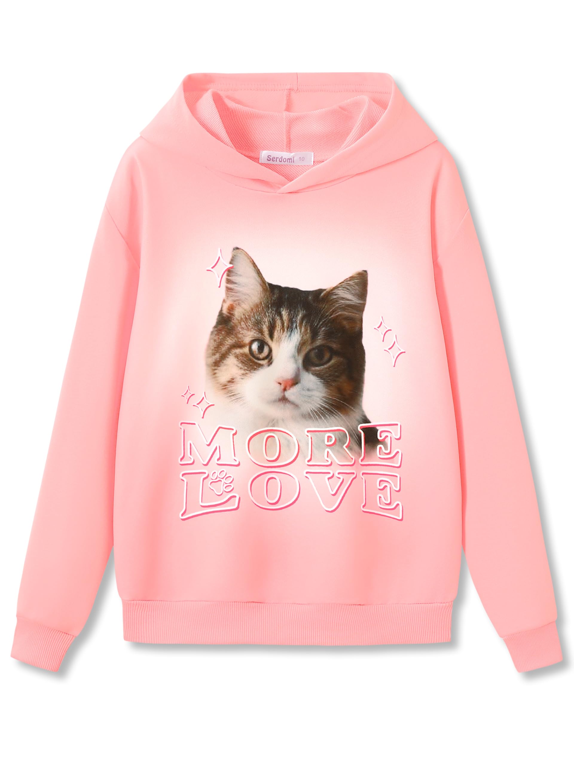 Serdomi Hoodie Sweatshirts for Girls - Soft Long Sleeve Pullover Stylish Butterfly Smiling Face Shirt Size 6-18