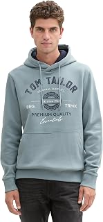 Tom Tailor Herren Hoodie Sweatshirt mit Logo-Print