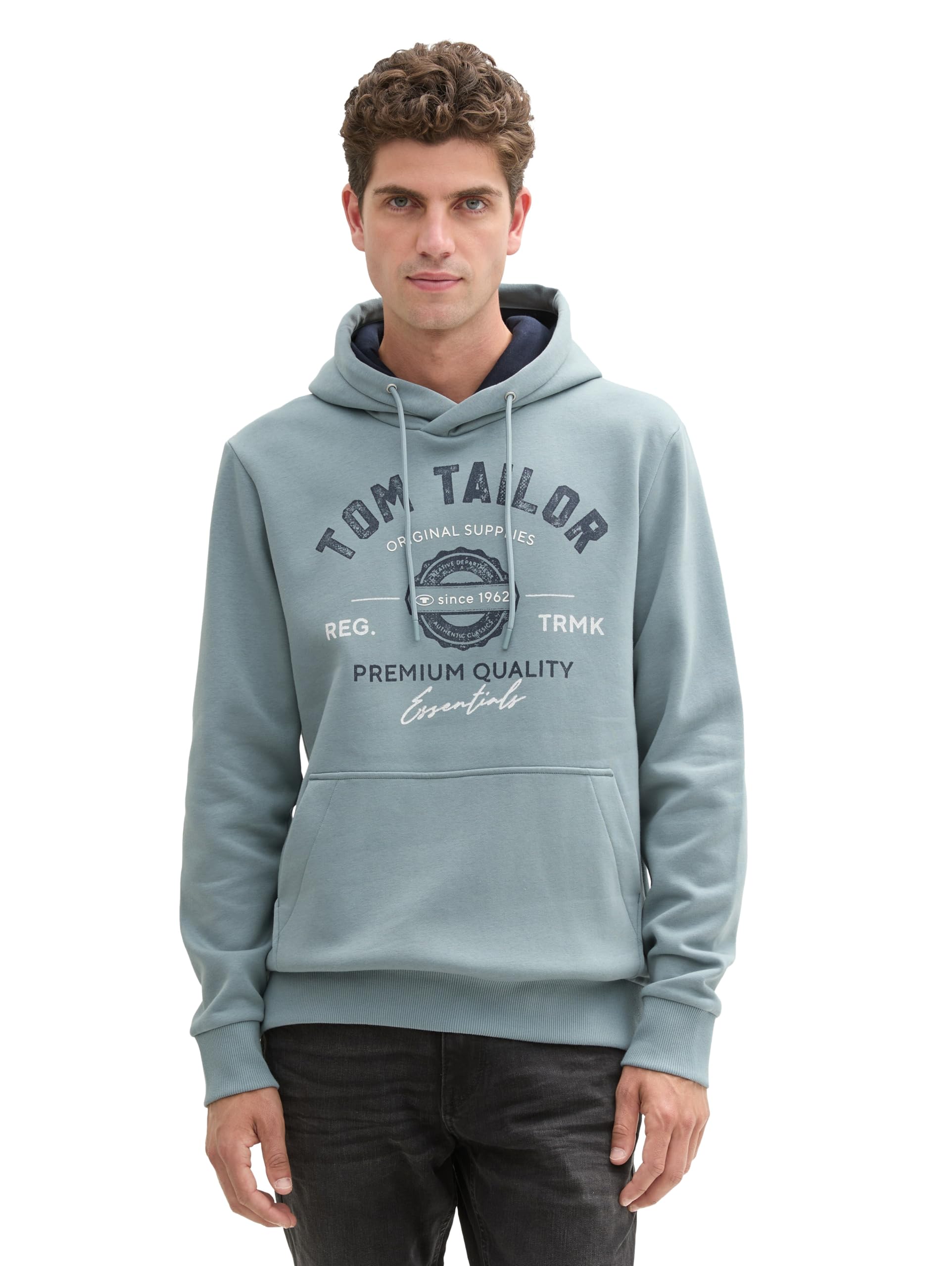 Tom Tailor Herren Hoodie Sweatshirt mit Logo-Print
