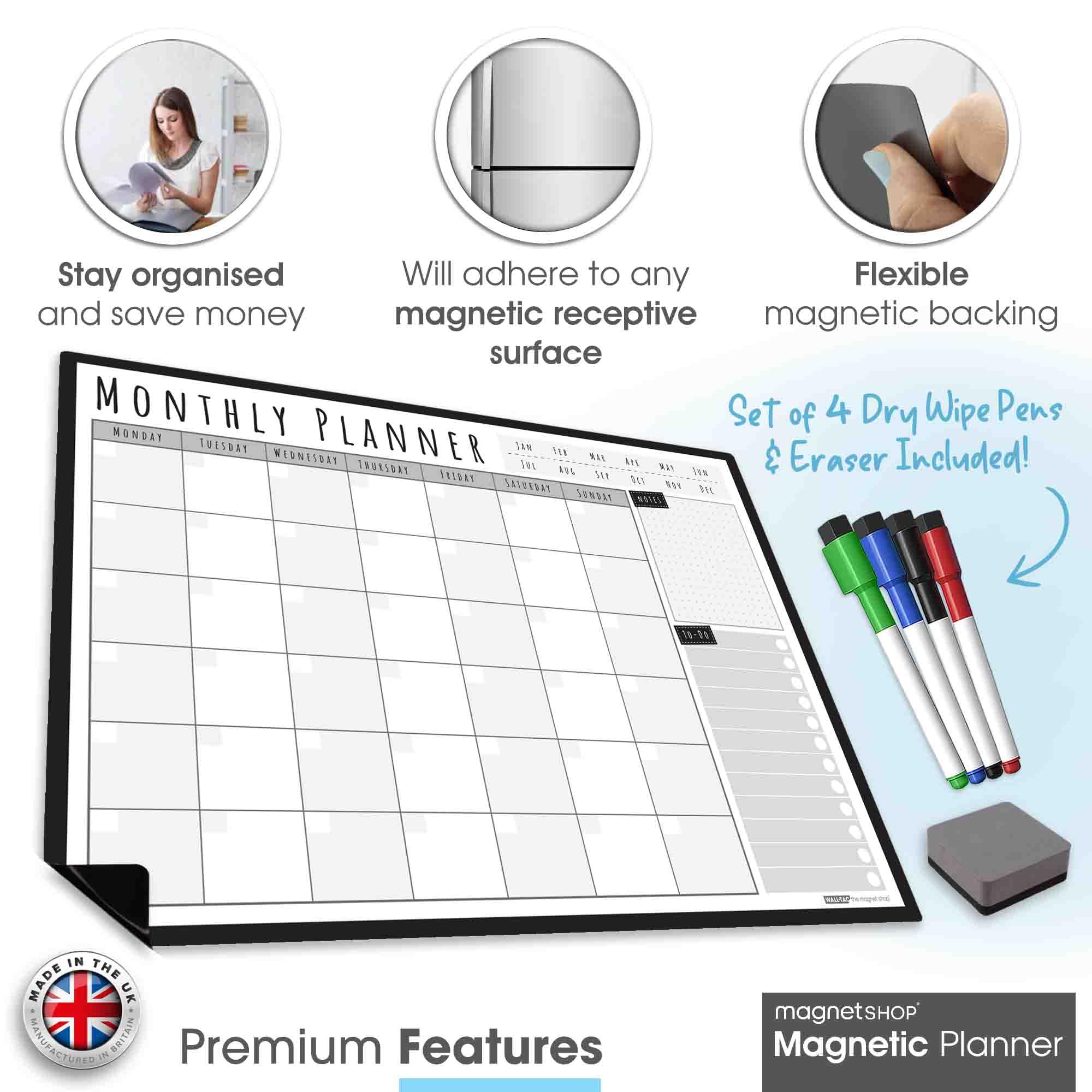 Lavagna Magnetica Calendario Ufficio Casa Lavagna Magnetica Per Frigorifero A3 - Cancellabile Con Pennarelli E Gomma Bacheca Magnetica Organizzazione