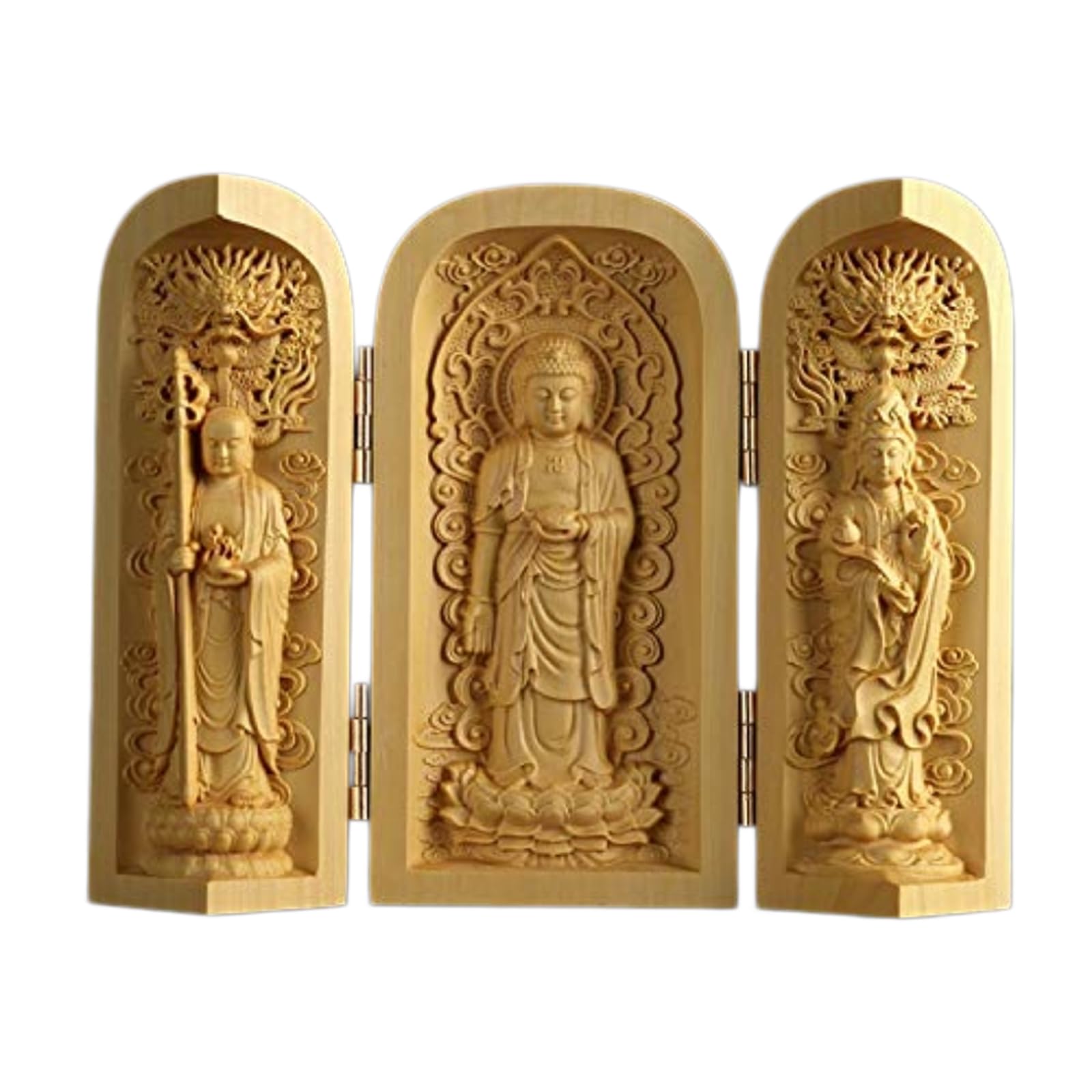 YXCQHZM Buddha Statue Solid Wood Carving Mini Sankai Buddha Fudo Myoo Mini Guardian Monument Figure Decorative Statue (A2)