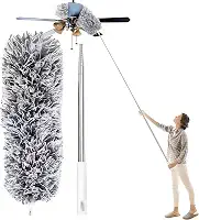 Espanador Extensível 2,8m Premium com Haste Inox Flexível – Microfibra Lavável Antipoeira para Limpeza de Teto, Casa, Escritório, Ventilador e Locais Altos
