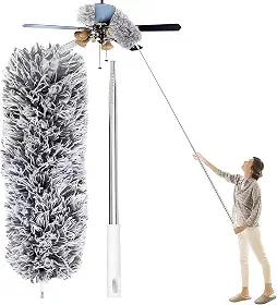 Espanador Extensível 2,8m Premium com Haste Inox Flexível – Microfibra Lavável Antipoeira para Limpeza de Teto, Casa, Escritório, Ventilador e Locais Altos