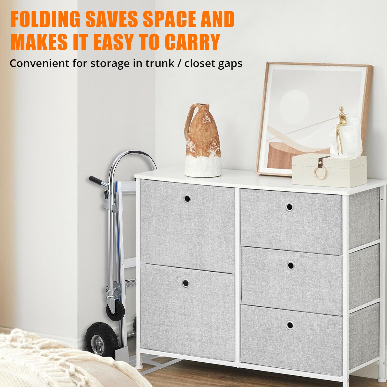 IDEALHOUSE 2-in-1 klappbare Aluminium-Sackkarre/Plattformwagen - 350 kg Tragkraft - 4-Rad-Schwerlast-Transportwagen inkl. Spanngurt - für Umzug & Lager - 118x50x103 cm