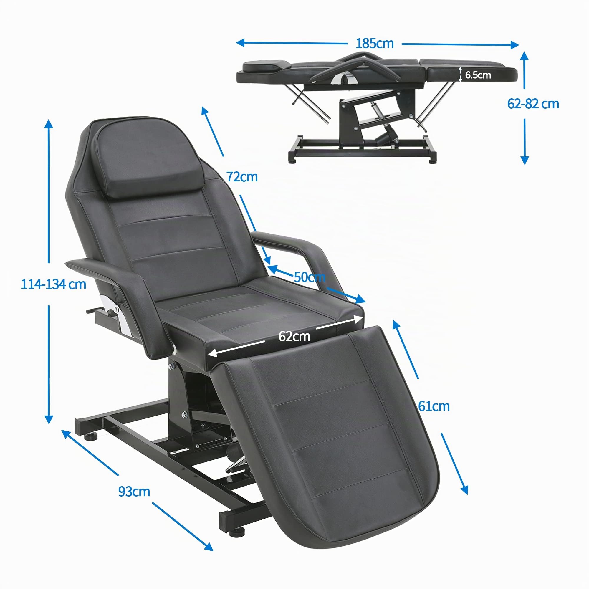 Barberpub Elektrische Tattoo Liege Massageliege, Kosmetikliege Set, Therapieliege Schönheitsausrüstung klappbar & höhenverstellbar, 0100 (Schwarz)