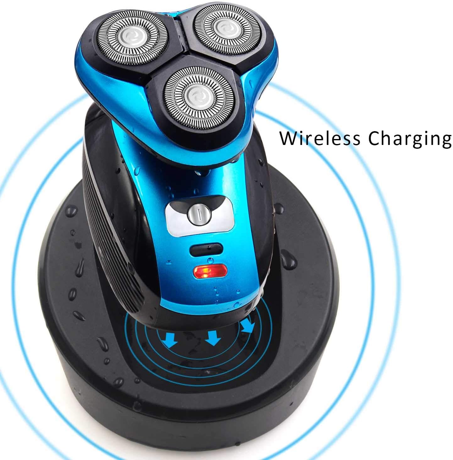 Perzcare PZ501 Electric Shavers Men, IPX7 Waterproof Wet & Dry Razor Men's Rotary Shavers with Charging Stand, Cleansing Brush/Beard/Nose Trimmer USB 3D Wireless Rechargeable