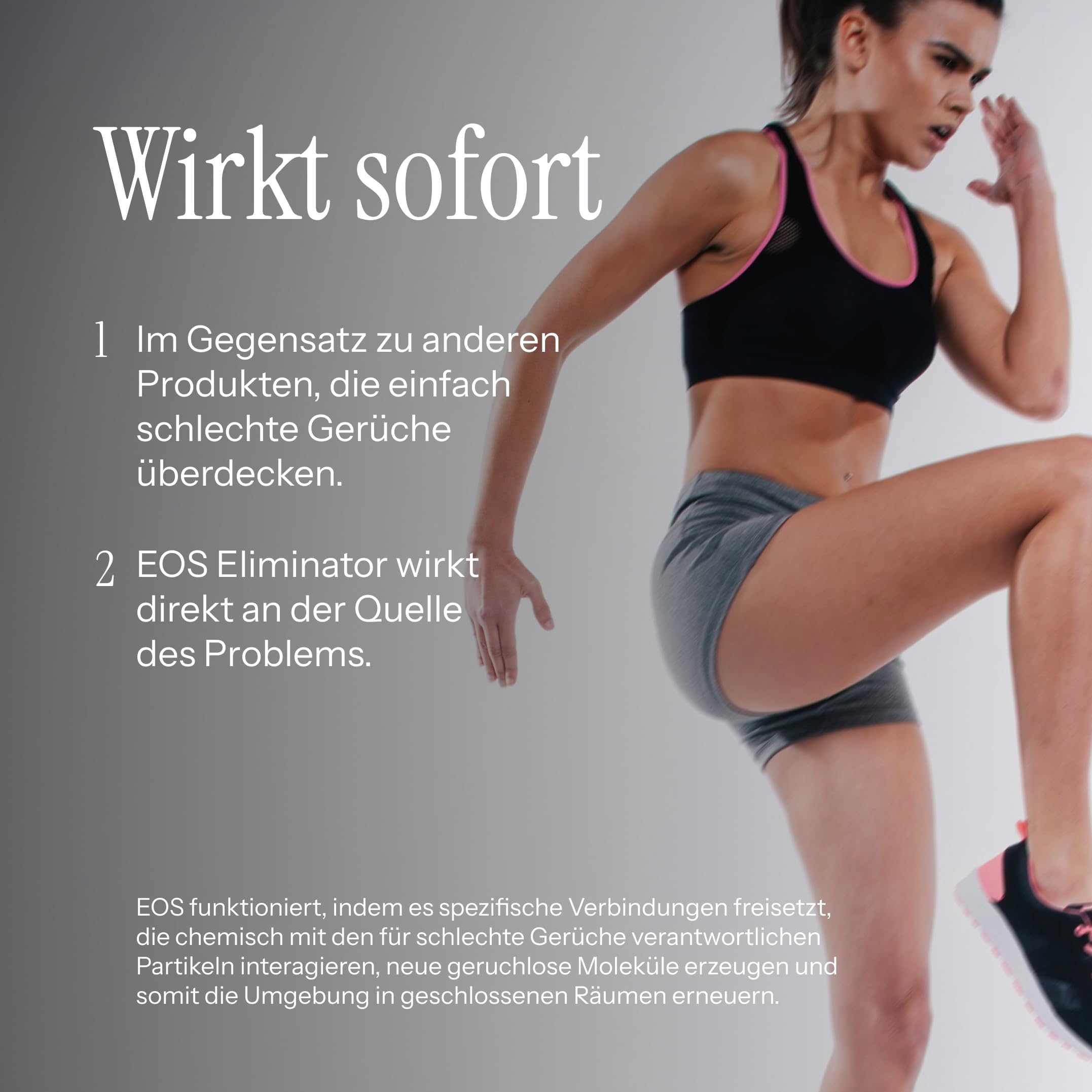 EOS Geruchsentferner Sportbekleidung, Schuhe & Accessoires – Schweißgeruch aus Kleidung Entfernen Sofort – Geruchsneutralisierer Gegen Hartnäckige Gerüche in Textilien & Materialien – Textilerfrischer