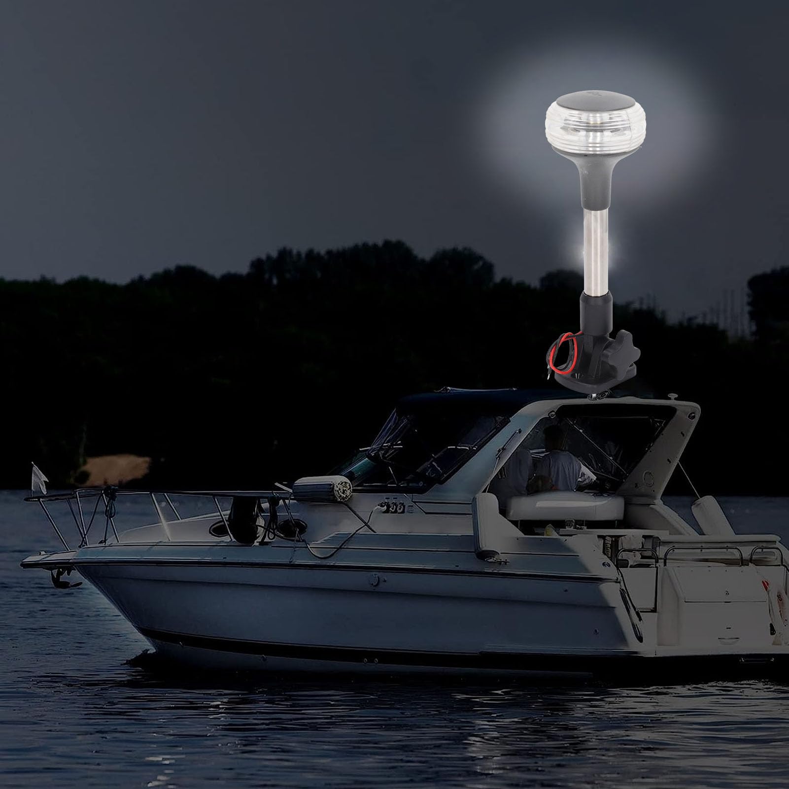 JEOZBM Luce di Navigazione per Barca, Luce di Poppa per Barca, Luce di Ancoraggio per Barca a Tutto Tondo da 9 Pollici, visibilità Impermeabile a 360° 2NM, LED Approvato USCG DC12 24V